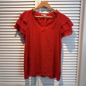 Nannette Vibrant Red Ruffle Blouse